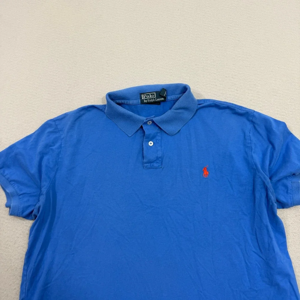 Polo Ralph Lauren Shirt Men's XL Blue Custom Fit Short Sleeve Pony Logo Preppy